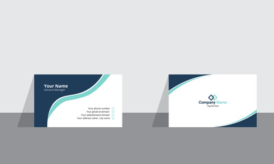 Corporate business card simple wave shape design 