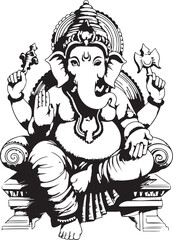 Hindu God Ganesh Silhouette vector art illustration