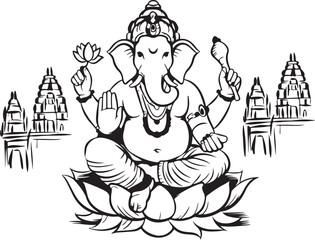 Hindu God Ganesh Silhouette vector art illustration