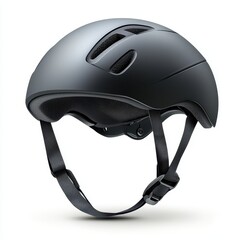 Naklejka premium A sleek black helmet designed for safety, ideal for biking or skateboarding. Lightweight and durable for all outdoor activities, white background