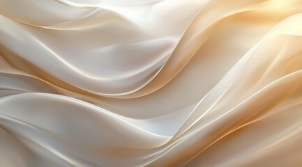 Obraz premium Flowing White Silk Fabric with Soft Golden Light