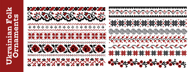 Vector Folk Slavic Pattern Set With Ukrainian Motifs Pattern Pixel vector illustration