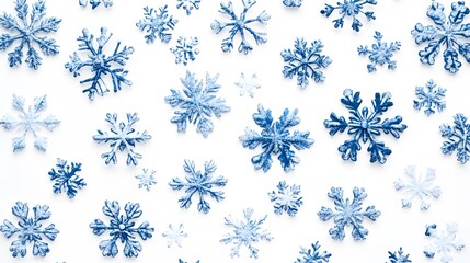 Abstract blue snowflake pattern on a white background, vector illustration, flat design, digital art, simple, minimalistic