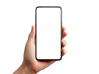 Hand Holding Smartphone with Blank Screen Mockup