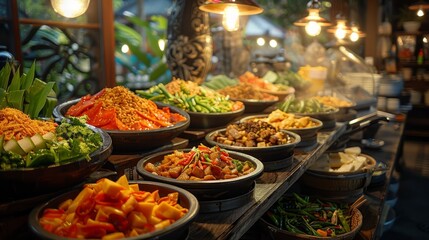 Obraz premium bali restaurant buffet table holiday tourism