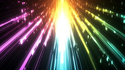 Obraz premium Radiating Neon Light Burst, futuristic flashes, Motion lights, Colorful Streaks on Dark Background
