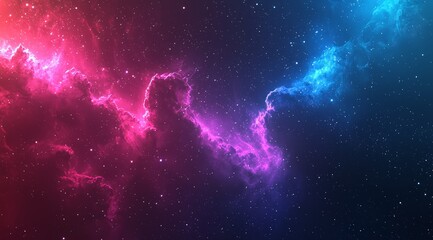 Glowing Pink and Blue Nebula in Starry Space