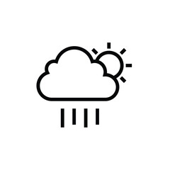Rainy and cloudy weather conditions icon with Sun. Weather Forecast