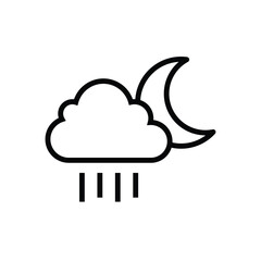 Night Rainy and cloudy weather conditions icon. Weather Forecast