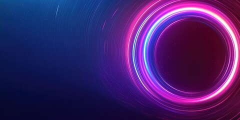 Neon pink and blue light effects forming a glowing circle on a dark background, suitable for futuristic design, sci-fi visuals, and technology-themed wallpapers,

