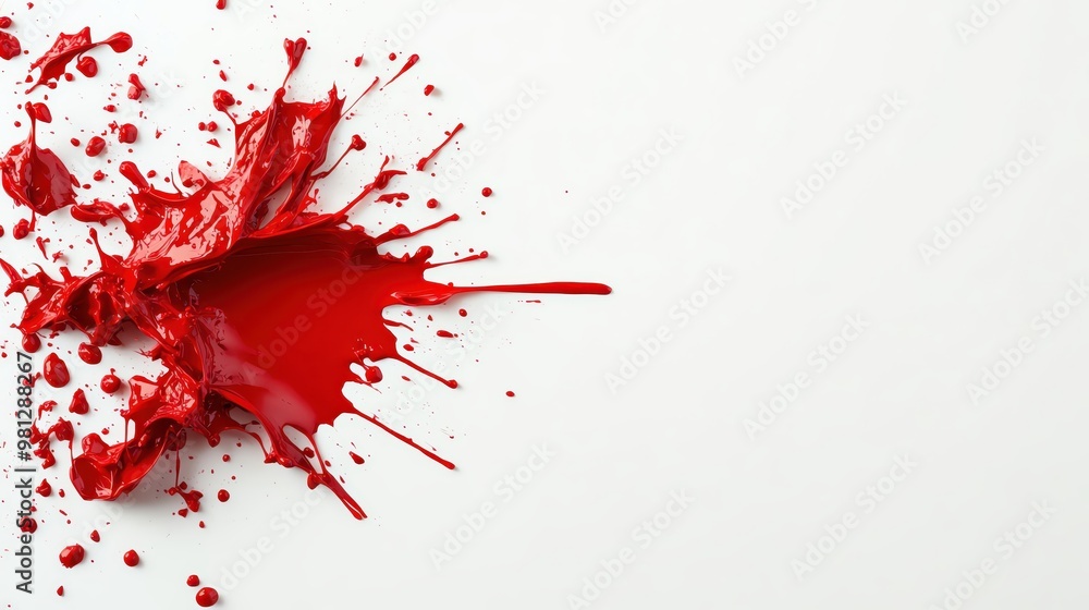 Aufkleber a vibrant splash of red paint on a clean white surface, creating an artistic and dynamic visual impa