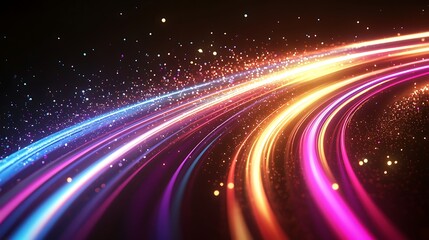 Obraz premium Radiating Neon Light Burst, futuristic flashes, Motion lights, Colorful Streaks on Dark Background