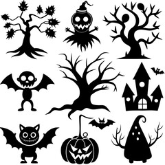 Set of halloween elements