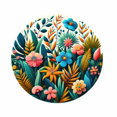tropical flowers with tropical leaves floral hand drawn illustration with flowers