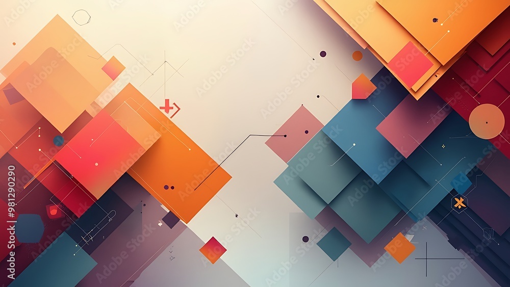 Poster an abstract geometric background featuring dynamic shapes and patterns. the design incorporates vari