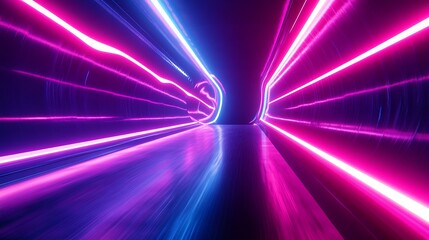 Radiating Neon Light Burst, futuristic flashes, Motion lights,  Colorful Streaks on Dark Background