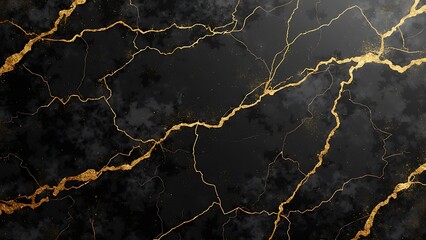 A luxurious black marble background with striking gold veining. The elegant contrast between the deep black marble and the rich gold lines creates a sophisticated and opulent texture.