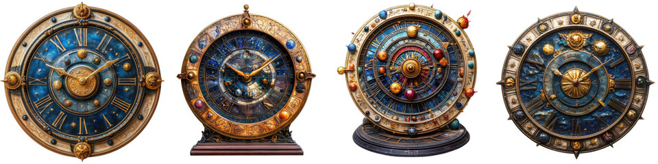 Celestial Clock - Keeper of cosmic time and fate Isolated on Clear White Background Highly Detailed 