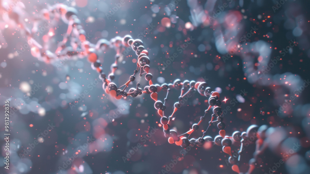 Poster image showcases close up view of dna double helix structure, beautifully illuminated with vibrant co