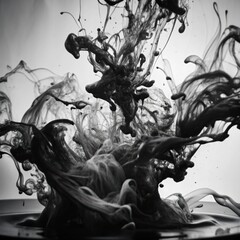 Black and white ink  in water generative ai