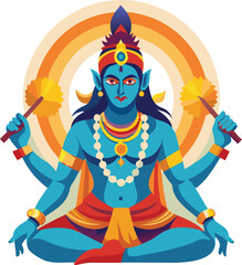 Watercolor hindu deity representation vector art illustration