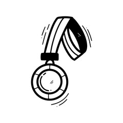 Hand Drawn Medal Illustration. Doodle Vector. Isolated on White Background - EPS 10 Vector