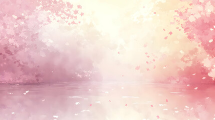 Water Reflects Pink and Yellow Blossoms Falling