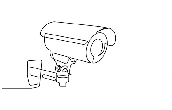 recommend clip art: Single continuous line drawing of CCTV to monitor traffic movements and improve security systems. One line draw graphic design vector illustration, Continuous line CCTV camera line icon vector