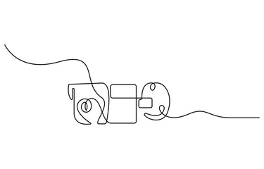 Obraz premium Single continuous line drawing of CCTV to monitor traffic movements and improve security systems. One line draw graphic design vector illustration, Continuous line CCTV camera line icon vector