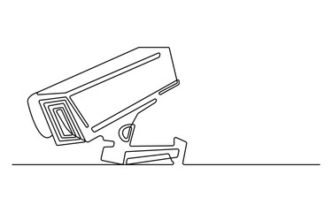 Single continuous line drawing of CCTV to monitor traffic movements and improve security systems. One line draw graphic design vector illustration, Continuous line CCTV camera line icon vector
