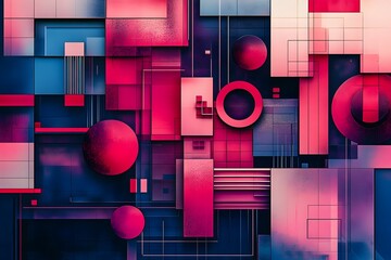 Vibrant Abstract Geometric Shapes Composition with Overlapping Color Blocks and Patterns