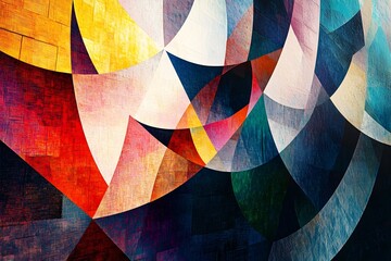 Fototapeta premium Vibrant Geometric Kaleidoscopic Digital Art Pattern with Colorful Abstract Shapes and Textures
