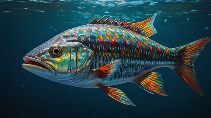 Fototapeta premium a shimmering aquatic kingfish with every inch image