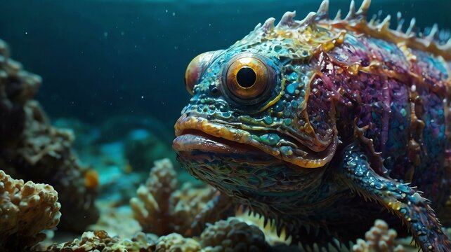 a whimsically grotesque insectoid fishlike cr image