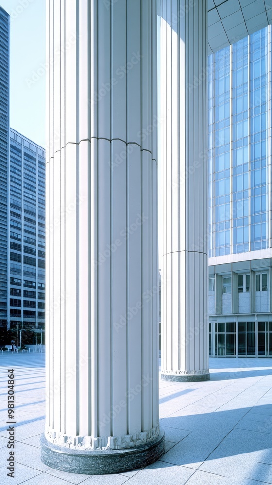 Aufkleber a close view of a marble column in an office setting highlights its smooth texture and shiny surface