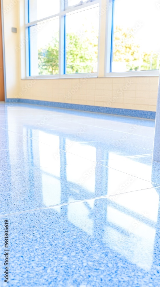 Aufkleber a close view of a marble column in an office setting highlights its smooth texture and shiny surface