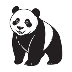Panda Bear Silhouette Logo Design Vector Template Funny Lazy Logo Panda Animal