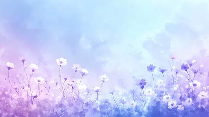 Watercolor Flower Field with Pastel Colors