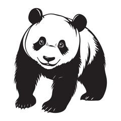Panda Bear Silhouette Logo Design Vector Template Funny Lazy Logo Panda Animal