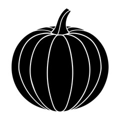 Pumpkin silhouette icon on white background with copy space