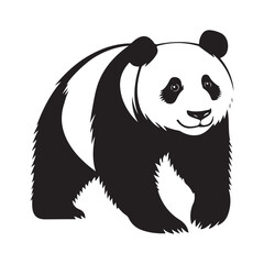 Panda Bear Silhouette Logo Design Vector Template Funny Lazy Logo Panda Animal