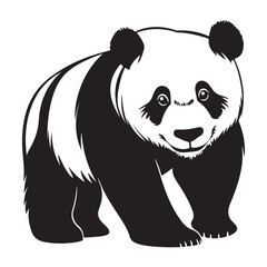 Panda Bear Silhouette Logo Design Vector Template Funny Lazy Logo Panda Animal