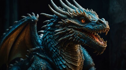 in the dimly lit frame a mesmerizing dragon w image