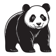 Panda Bear Silhouette Logo Design Vector Template Funny Lazy Logo Panda Animal