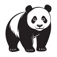 Panda Bear Silhouette Logo Design Vector Template Funny Lazy Logo Panda Animal