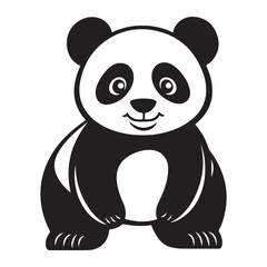 Panda Bear Silhouette Logo Design Vector Template Funny Lazy Logo Panda Animal