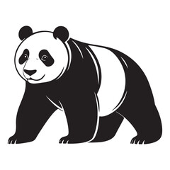 Panda Bear Silhouette Logo Design Vector Template Funny Lazy Logo Panda Animal