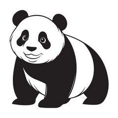 Panda Bear Silhouette Logo Design Vector Template Funny Lazy Logo Panda Animal
