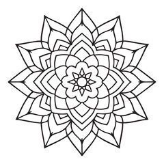 Floral Mandala Silhouette Vector Art | Black Mandala Icon Clipart on White Background