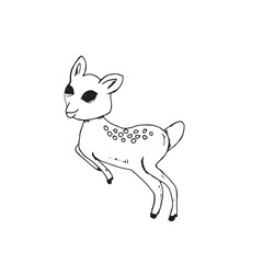 Graphic deer. Hand draws graphic illustrations on a white background. Graphic deer for design